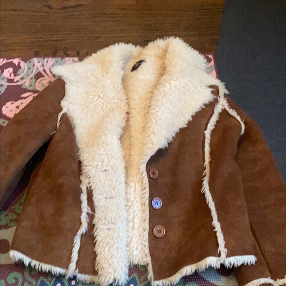Women’s size large waist brown sherpa jacket